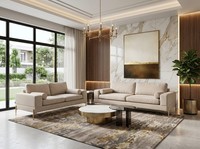 LuxuriöSes Beiges Wohnzimmer-Set 3+2-Sitzer-Sofas Sessel Wohnzimmer
