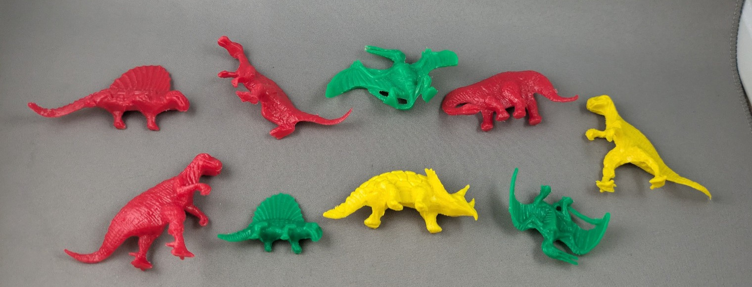 Timmee Ajax  Bright Colors Plastic Vtg 1960s Prehistoric Playset Lot of 9