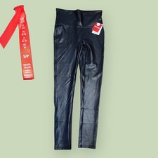 NWT SPANX Faux Leather Leggings Black S/P Small Petite Shaping High Waist 2437