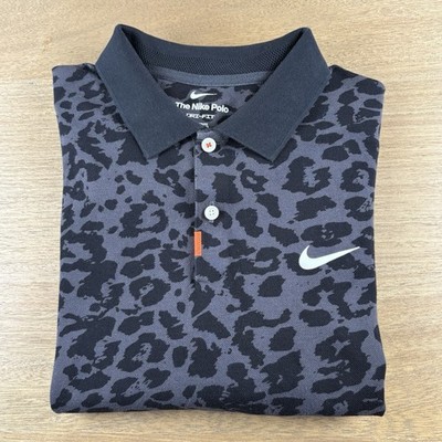 Nike Polo Dri-FIT Black Leopard Print Short Sleeve Goft Shirt