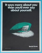 Vtg Vietnam War Era US Special Forces Green Beret Recruitment Poster Army