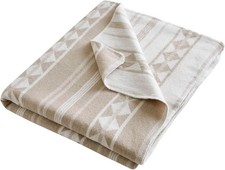 Woolrich Cotton Blend Jacquard Blanket W/ Whipstitch Edge Lightweight All-Season