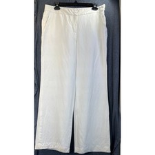 Nine West Women’s 10 White The Neo Classic Linen Blend Pockets Wide Leg Pants