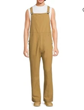 Salvatore Ferragamo  Linen Blend overalls Tan Size 52.  Missing 1 Overall Buckle