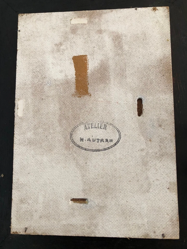 Henri Autran (1926-2007) Huile sur panneau - Portrait d'homme (signé + tampon) - Photo 4/4