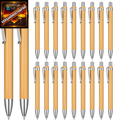 Set mit 20 umweltfreundlichen Bambuskugelschreibern für Büro, Schule, Journaling