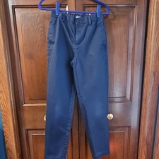 Lands' End Boys Navy Dress Pants Cotton Blend Formal School Pockets Button Zip