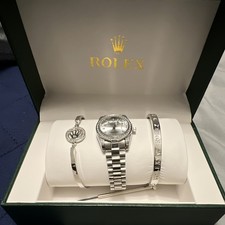 Rolex Datejust Silver Dial Diamond Markers Bezel Auto Date 36mm Box