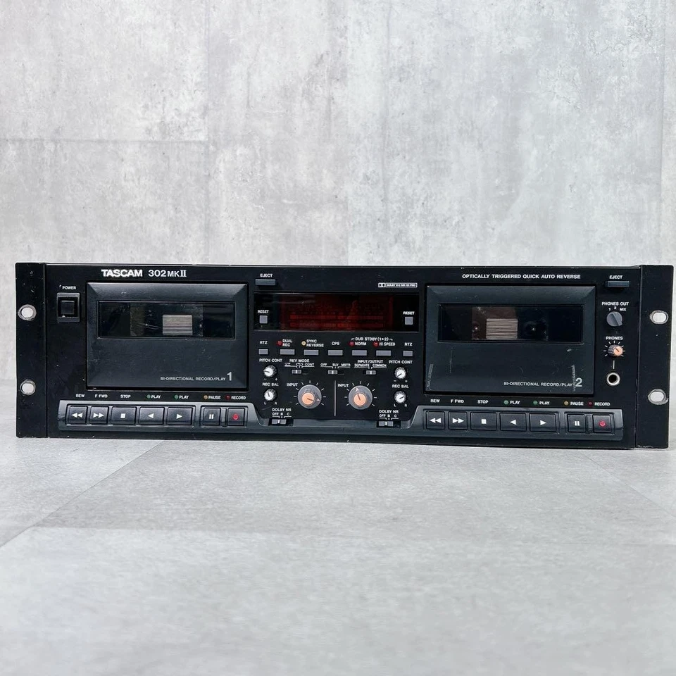 TASCAM 302MKII Profesional Doble Cassette Deck 3U Montaje en Rack Dolby B/C HX Pro Foto 2 de 4