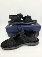 Rockport Mens XCS Leather Sports 3 Steap Sandals 11W Black Memory Foam