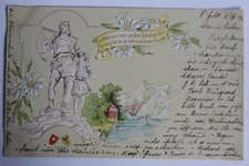 Antique embossed postcard Erähl sill man Schützen Tell Suisse (43976)