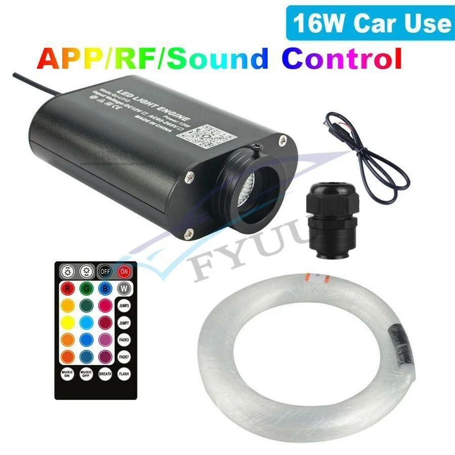 Coche SUV 12V 12W RGB 2M LED Fibra Óptica Luz Estrella Kit Techo APP Control Música Foto 2 de 4