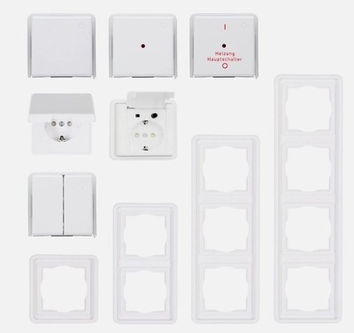 Kopp Feuchtraum IP44 arktis weiß Schalterprogramm Steckdose, Schalter, Rahmen
