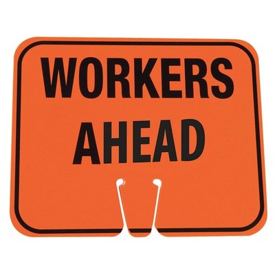 GRAINGER APPROVED 03-550-WAH Traffic Cone Sign,Org/Blk,Workers Ahead 6FGL5