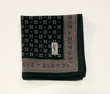 Men s Handkerchief YSL Paisley Geometric Green Cotton Pocket Suit Square 18"