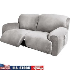 Extra Wide Reclining Love Seat Cover 6 Piece Velvet Stretch Non Slip Protector