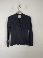 REISS Womens Blazer Jacket 2 Dark Gray Pinstripe Wool Blend Career Corporate