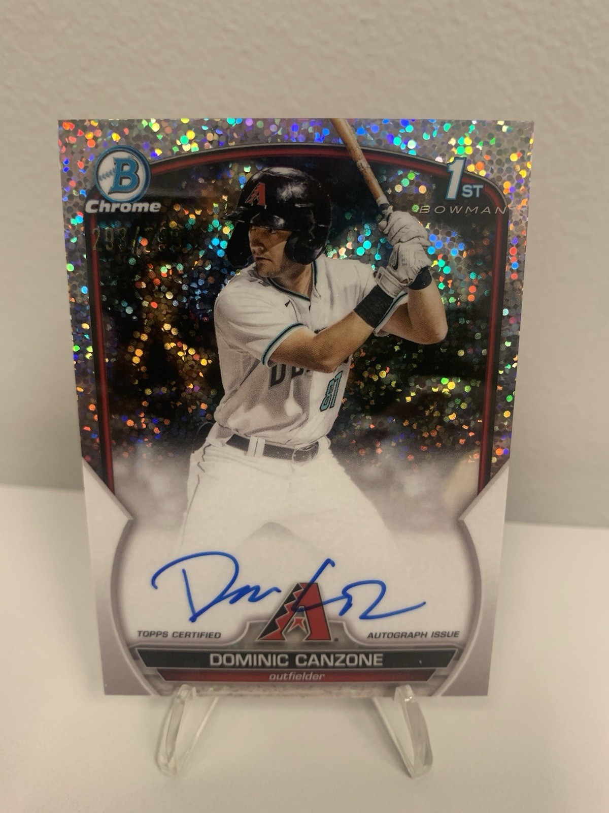 2023 Bowman Chrome Dominic Canzone Prospects 1st Speckle Refractor Auto /299
