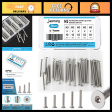 M5 Flat Head Hex Socket Cap Screws 30PCS - Stainless Steel 304, Metric Allen Dri