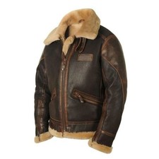 Giubbotto Bomber Uomo Marrone RAF B3 Aviatore Pelle di Pecora Shearling WW2 Pilota Pelle