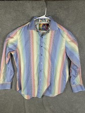 Robert Graham Shirt Mens 2XL Multicolor Stripe Classic Fit Long Sleeve Dress