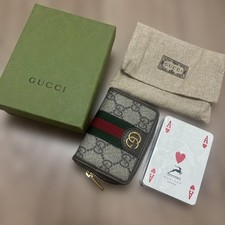 GUCCI Ophidia GG Supreme Coin Case 662294 Card Wallet Playing Cards Red Green