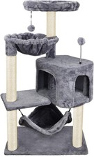 YUNIQUE Cat Tree with Cat Condo and Big Hammock Grey