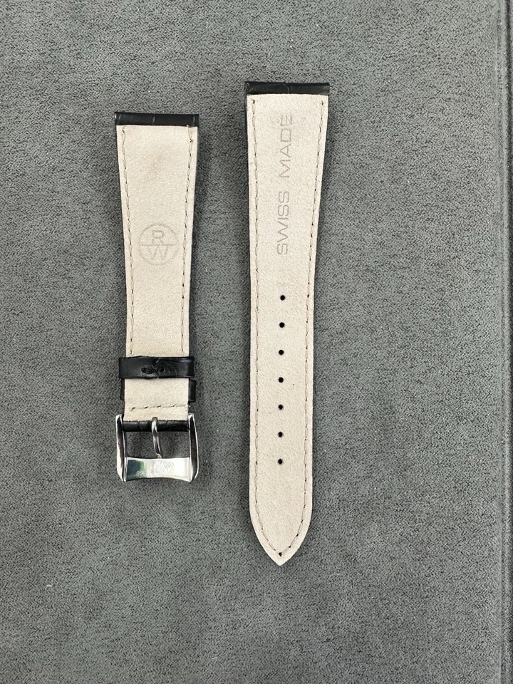 Correa de cuero Raymond Weil 20 mm negra con estampado de cocodrilo con hebilla / $115 Foto 2 de 2