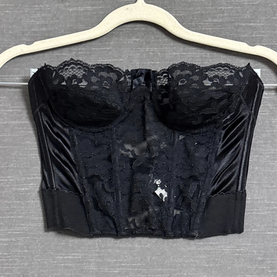 Sexy corsé de encaje negro vintage y2k Victoria's Secret Bustier 34A encaje transparente Foto 2 de 4
