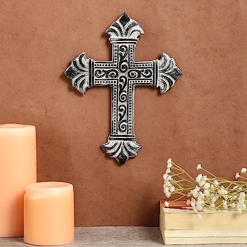 ARDOUR Wall Cross for Home Decor.Metal Hanging decorative Distressed White