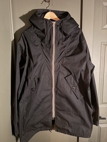 Sage de Cret Black Cotton Linen Parka Size L