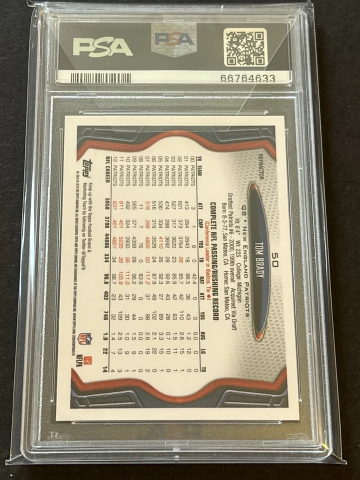 2013 13 TOPPS CHROME XFRACTOR TOM BRADY #50 WHITE JERSEY PSA 9 MINT 🐐 - Image 2 of 2