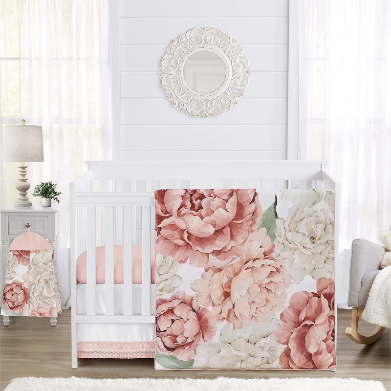 Sweet Jojo Designs 4-Piece Baby Crib Bedding Set Pink Boho Floral For Girls