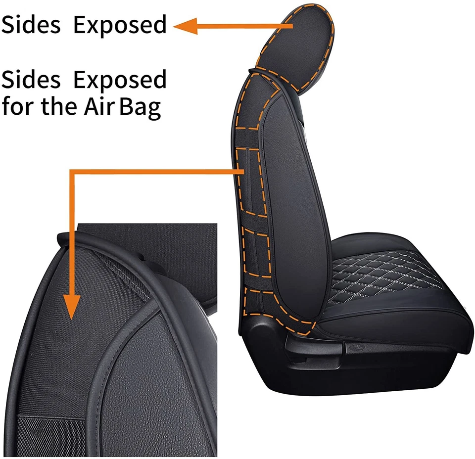 Coprisedili Auto Nero & Bianco Set Completo Ecopelle per Audi A3 A4 Q2 Q3 Q4 Q5 - Immagine 4 di 4