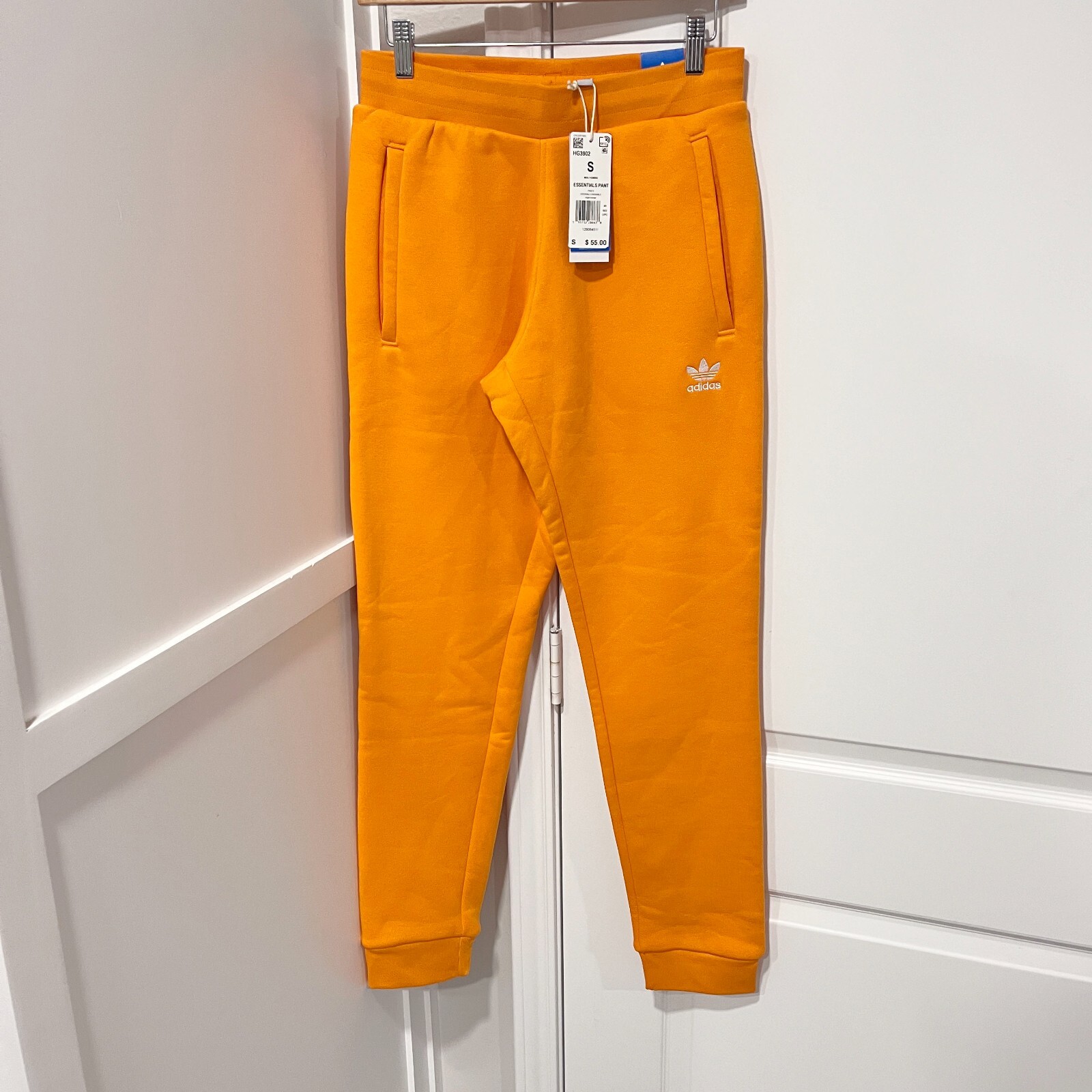 Adidas Mens Slim Fit Orange Essentials Joggers Sweatpants Small HG3902-image