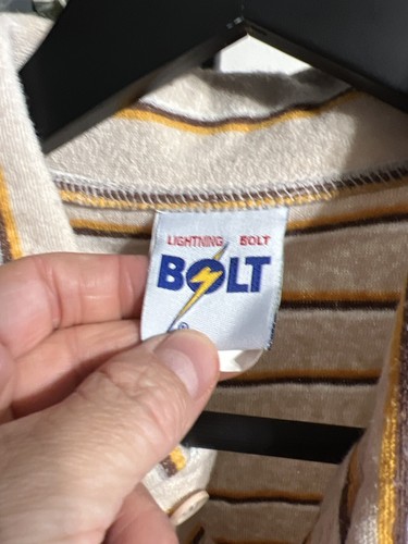Vintage LIGHTNING BOLT SURFER SHIRT Terrycloth Skater SoCal 80's 70's Surfing S - Picture 8 of 9