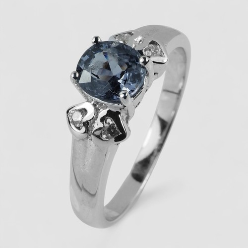 White Gold Plated Rings Exquisite Burma Gray Spinel 925 Sterling Silver Size 6.5