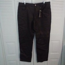 NWT Men's Black Size 42 100 Leather 5-pocket Pants Lined Zip  Button Fly Biker