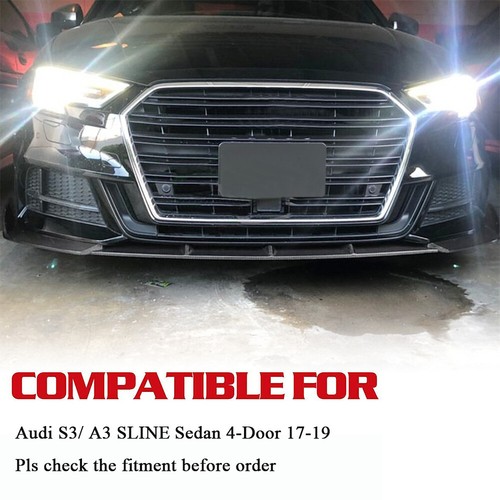 For Audi S3 8V A3 SLINE 2017-2021 REAL CARBON Front Bumper Lip Spoiler Splitters - Foto 2 di 12