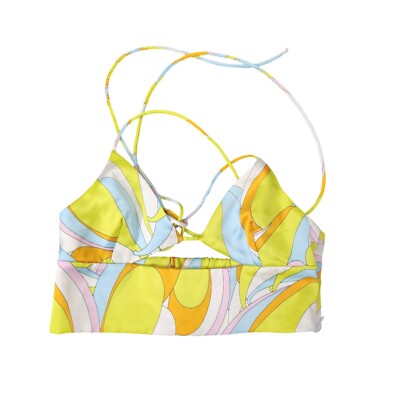 Zara Crop Top XS Green Printed Satin Effect V-Neck Bloggers Favorite Boho Beach