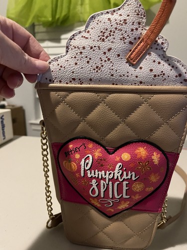 EUC! Betsey Johnson Pumpkin Spice Latte Crossbody Novelty Bag Purse - Picture 3 of 8