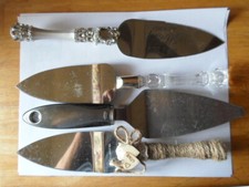 Silver Toned Wedding Cake Knife Servers, Pie Servers lot 4 used