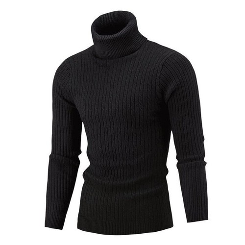Mens Knitted Sweater Winter Warm Turtle Neck Jumper Pullover Casual Knitwear Top - Picture 13 of 30