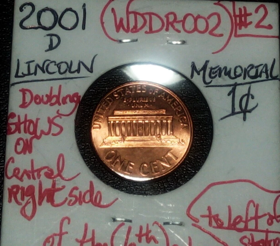 2001 DDR UNCIRCULATED Ic Lincoln Memorial 1 cent Penny Mint Error UNC - Image 2 of 4