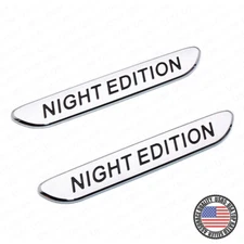 2pcs 3D Night Edition Fender Marker Car AMG Logo Badge Emblem Sport Decoration
