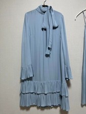 Valentino Dress With Camisole Frills Women Size 36 Silk Blue