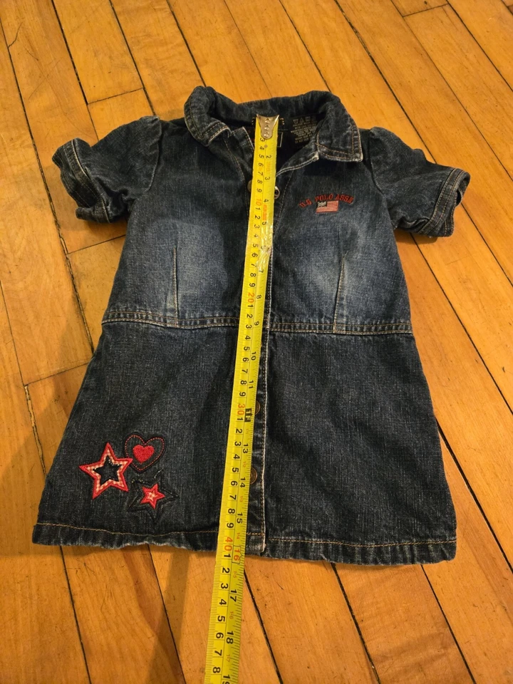 Vestido Polo Assn EE. UU. Niñas 18 Meses Azul Denim Manga Corta Abotonado Foto 4 de 4