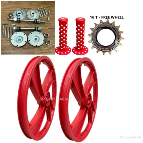 Juego completo de buje de juego de ruedas de PVC de 20" para bicicleta BMX (ROJO) 4 RADIOS. - Imagen 2 de 7