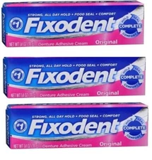 Fixodent Denture Adhesives Cream Original  1.4 Oz X 3 Packs