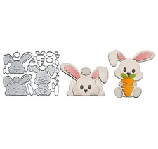 Easter Bunny Metal Die Cuts, 2Pcs/Set Bunnys Carrot Metal Cutting Dies Cut St...
